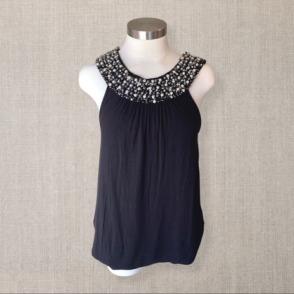 🌸3 for $30🌸 Alfani Beaded Collar Tank top - Picture 2 of 5